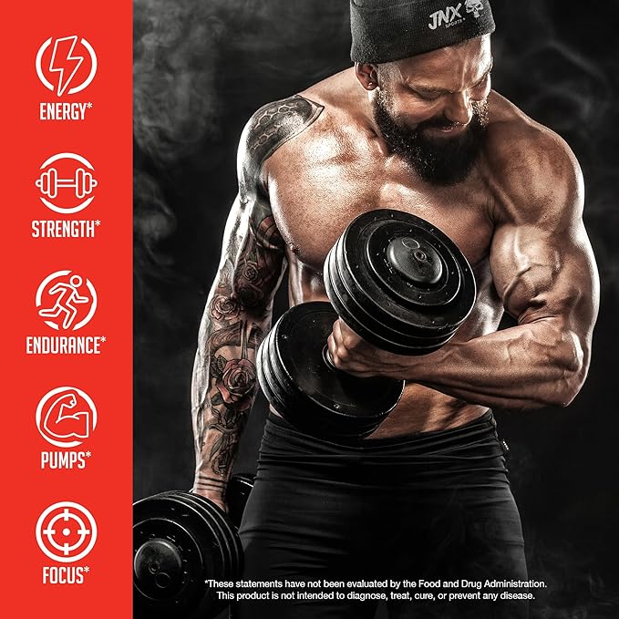 JNX SPORTS The Curse! Pre Workout Powder for Men & Women, Caffeine, Beta-Alanine, Creatine, L-Citrulline, 50 Servings, Watermelon Flavor ??Boost Energy, Strength & Focus