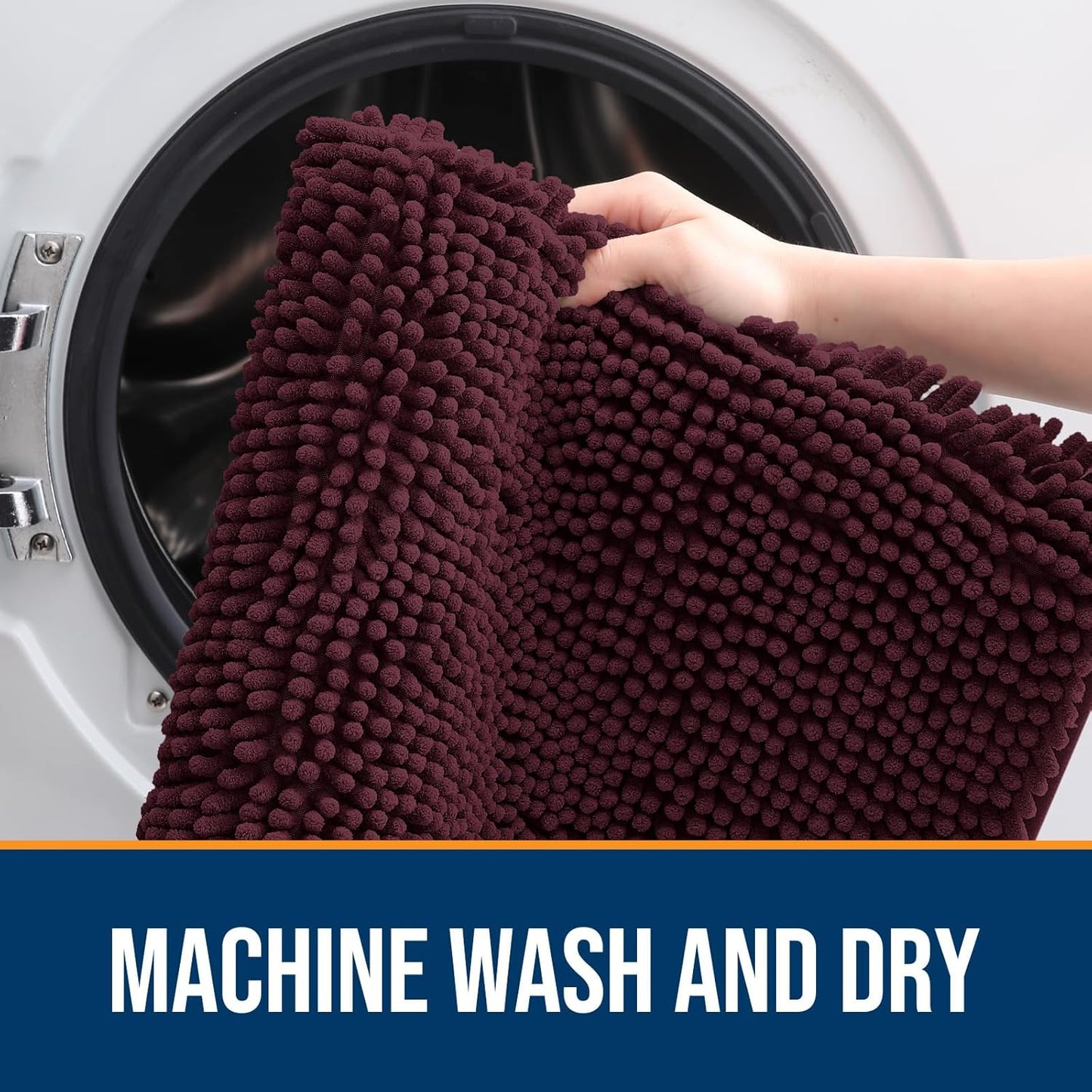 OLANLY Dog Door Mat - Absorbent Non-Slip Chenille Mat for Muddy Paws | 47x17 Inches, Quick Dry, Russet