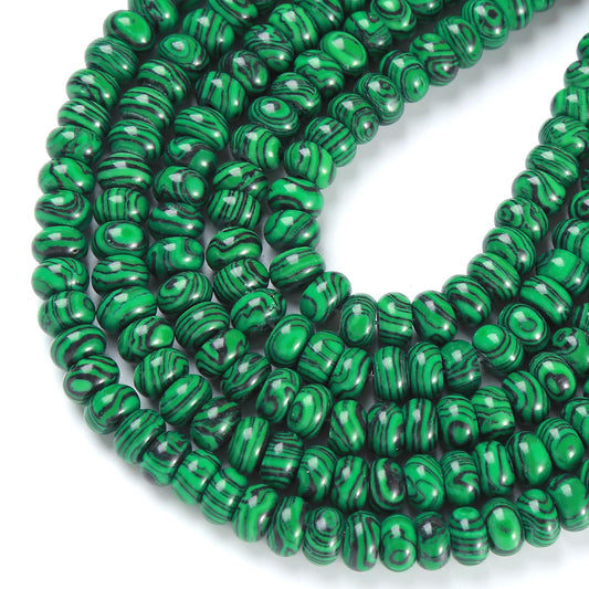5x8MM 72PCS Malachite Tube Rondelle Abacus Disk Spacer Loose Beads for Jewelry Making