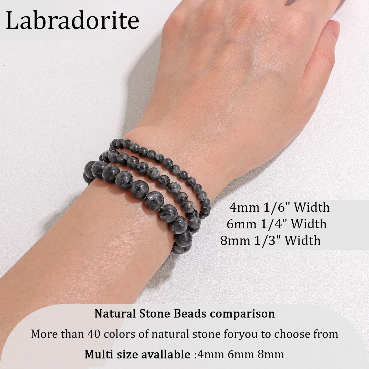 Vinswet Healing Crystal Bracelets for Women Men 4mm Labradorite Natural Stone Beaded Stretch Bracelet Handmade Gemstone Reiki Spiritual Jewelry Gifts