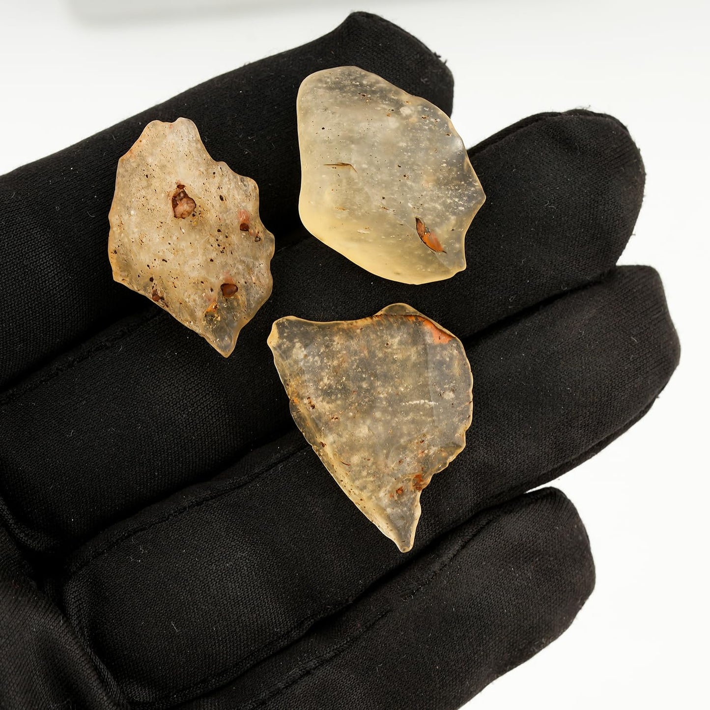 ColouredRocks (18-24mm) 3pcs Libyan Desert Glass, Raw Golden Tektite Crystals, Loose Gemstone, Wholesale Rough, Jewelry Making Supply, Chakra Healing Stones, DIY Craft, Gem Collection (7gm)