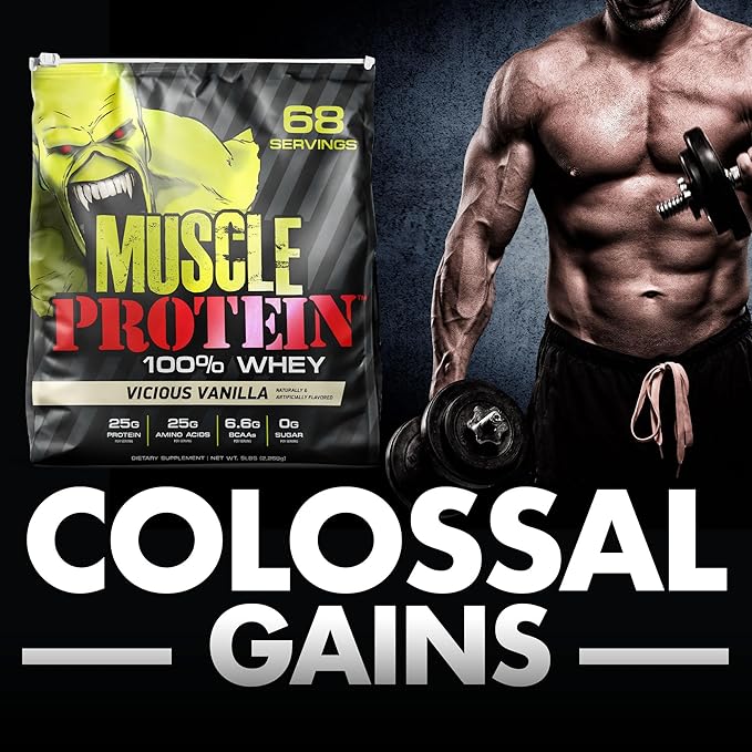 Muscle Whey Protein Flavored Protein Powder, 25,000mg Amino Acids/Serving, Cold Filtered(Packaging May Vary) (5 Pound (Pack of 1), Cookies & Cream)