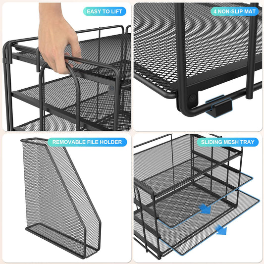 gianotter 4-Tier Paper Organizer With Magazine Holder, Desk Organizers and Accessories, Desk Accessories & Workspace Organizers, File Organizer for Office Supplies Storag (Black, 4-Tier)