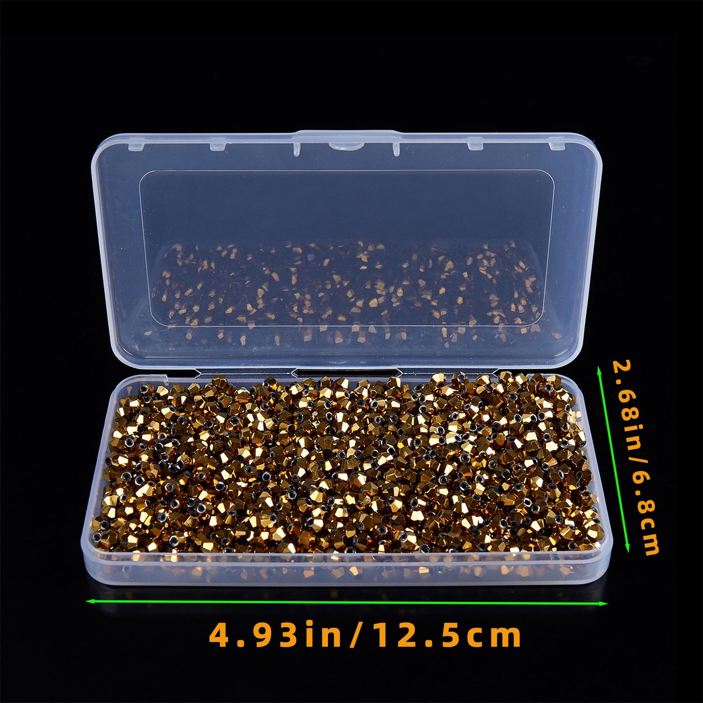 Laopottbeads 1100PCS 4mm Bicone Crystal Glass Beads for Jewelry Making, Sparkling Mini Beads for Suncatchers, DIY Bracelets & Craft Projects (Coffee Gold)