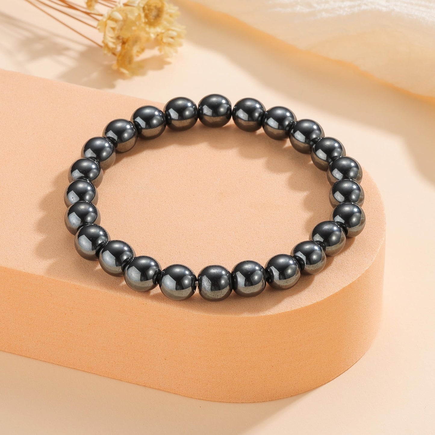 Udolfly Womens Crystal Beaded Bracelets for Women Men Protective Energy Bracelet Natural Gemstone Bead Bracelet 4mm Hematite