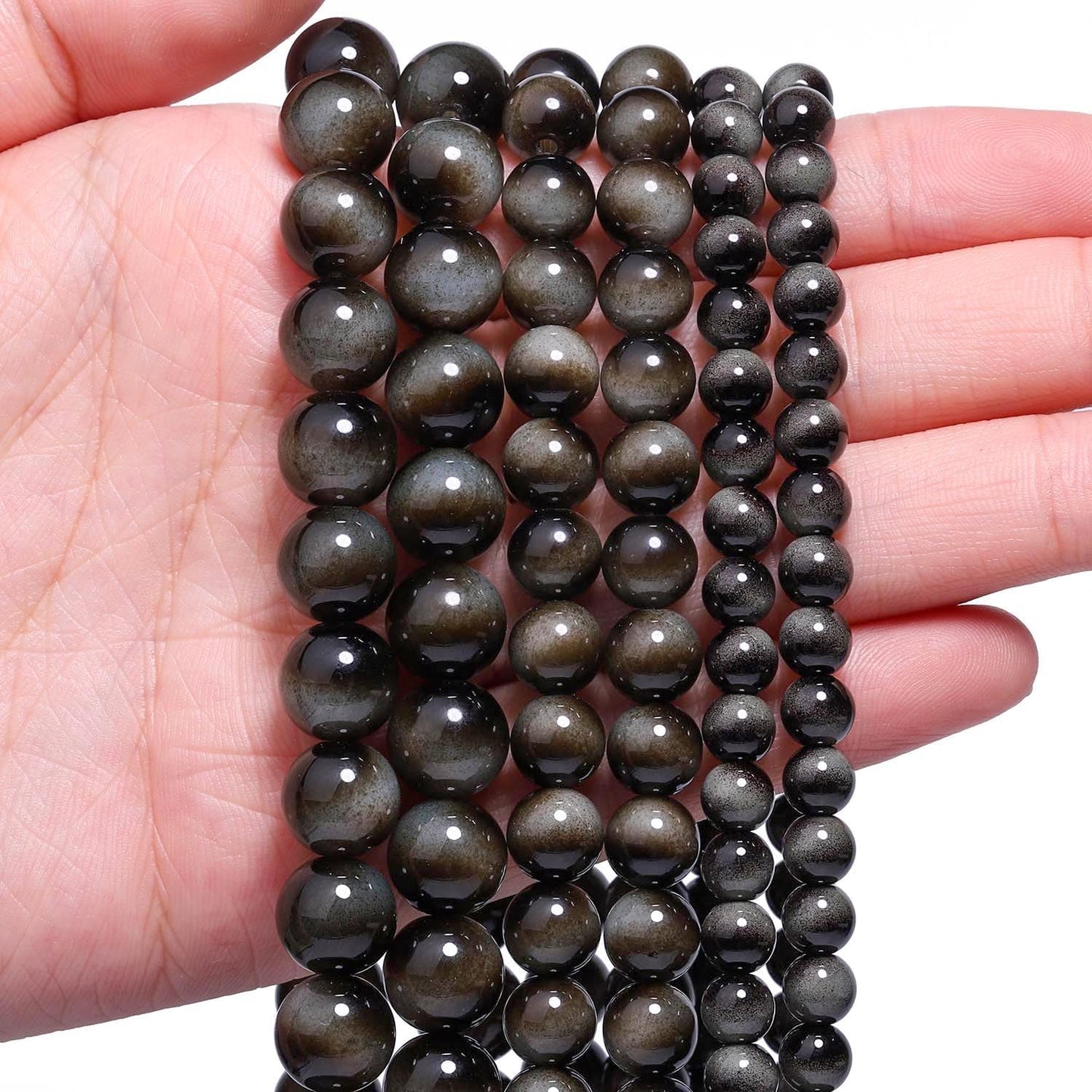 Song Xi 45PCS 8mm Grey Tiger Eye Gemstone Beads for Jewelry Making, Round Smooth Glass Beads for DIY Bracelet Necklace Earring Keychain, Arts and Crafts, for Christmas Wedding Birthday