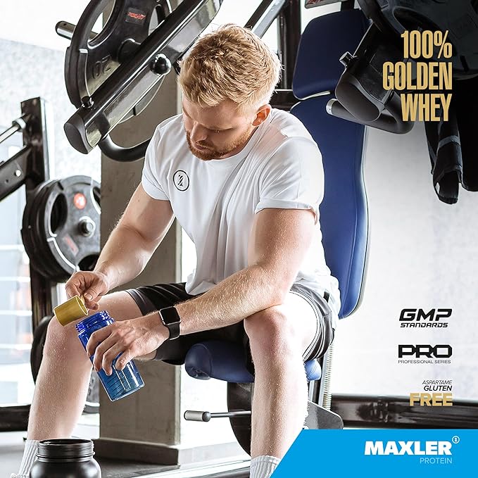 Maxler 100% Golden Whey Protein - 24g of Protein per Serving - Premium Whey Protein Powder for Pre Post Workout - Fast-Absorbing Whey Concentrate, Isolate & Hydrolysate Blend - Vanilla Ice Cream 2 lb