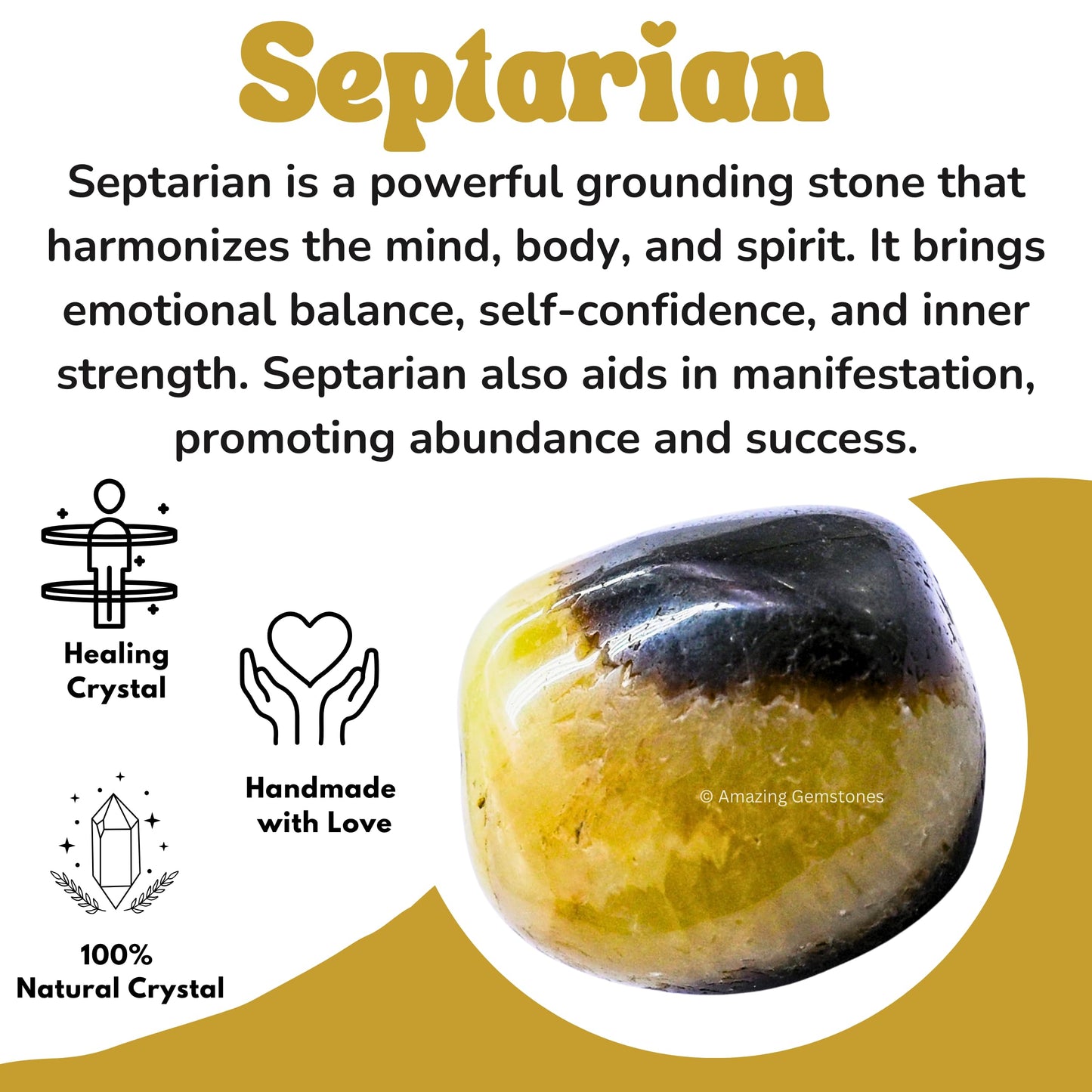 Amazing Gemstone Septarian Crystals and Healing Stones Tumbled - 1 oz Septarian Stone Gem Stones, Natural Healing Stones for Energy Balance, Stress Relief - Premium Polished Gems Rocks for Meditation