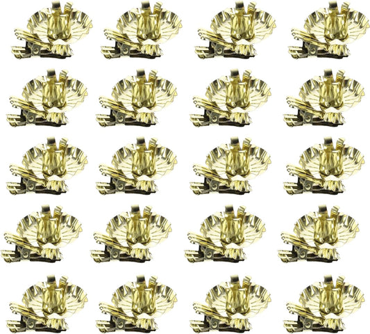 Skiennix Gold Flower-Shaped Candle Holders - 20PCS Clip-On Design for Christmas & Special Events