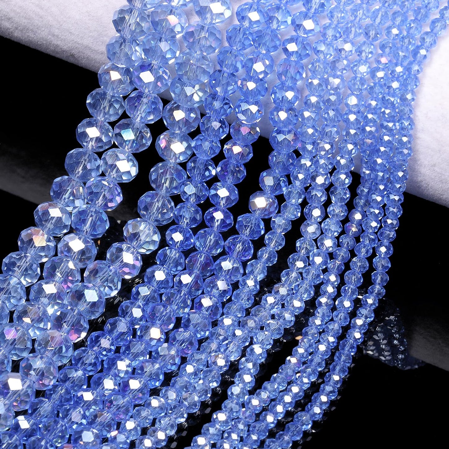 NITOPUPU 1000pcs 4mm Crystal Glass Beads for Jewelry Making Faceted Rondelle Flat Beads for Bracelets Necklace Earrings DIY Crafts (Blue Crystal AB Bead)