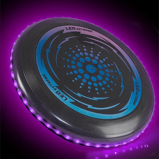 Toysery LED Light Up Fresbee - Glow in The Dark Fresbee for Kids and Adults, Flying Disc Adventure for Day and Night - Easy to Use Ideal for Camping Game