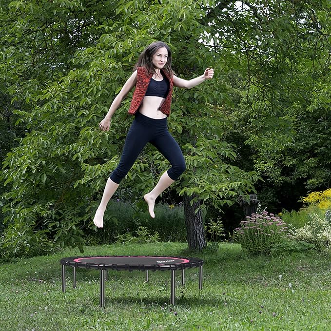 Newan 40"-48" Silent Mini Trampoline Fitness Trampoline Bungee Rebounder Jumping Cardio Trainer Workout for Adults-Max Limit 330lbs