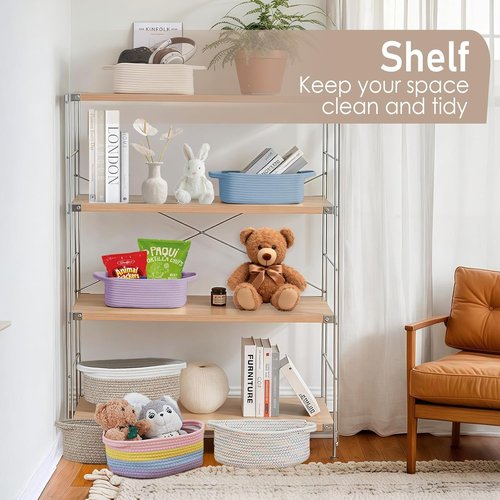 JMvicyroam Woven Basket - Small Rope Storage Bin with Handles | Versatile Organizer for Shelves & Closets (3 Pack)