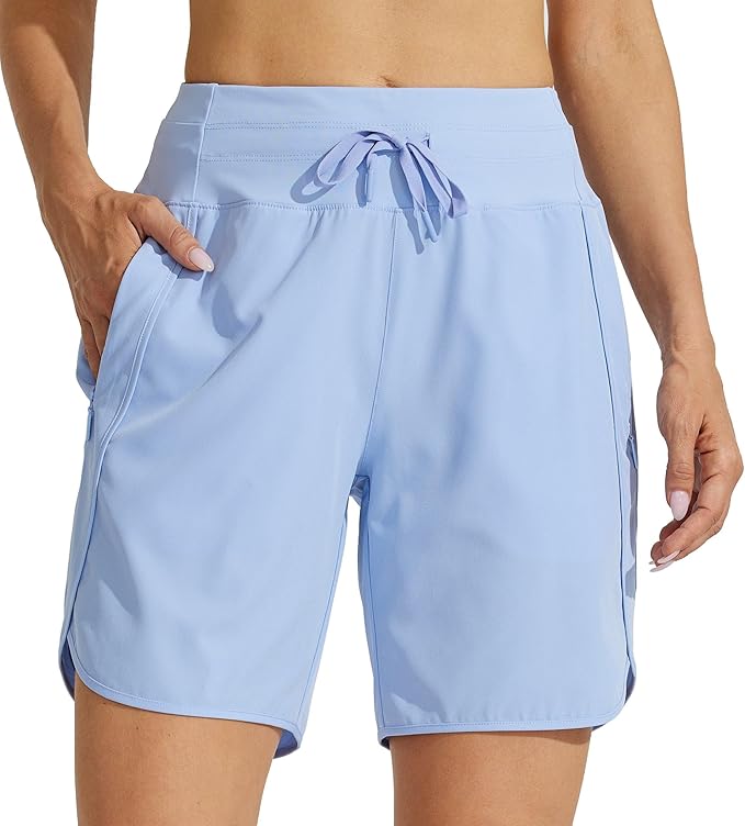 Willit Women's 7" Athletic Running Shorts Long Workout Hiking Shorts Quick Dry High Waisted Active Zipper Pocket(XX-Large)