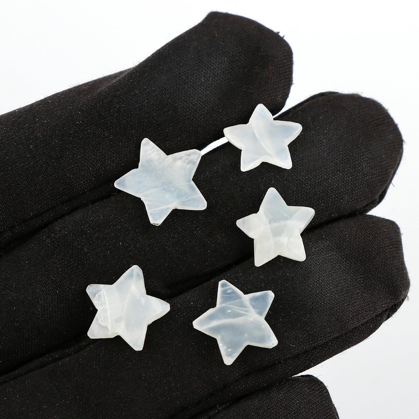 CRYSTALINES 5pcs, Wholesale Natural White Moonstone Gemstones, Bulk Star Shape Stones, Assorted Loose Supply, DIY Craft-Jewelry Making, Chakra Healing Crystals, Gem Collection, 8-12mm