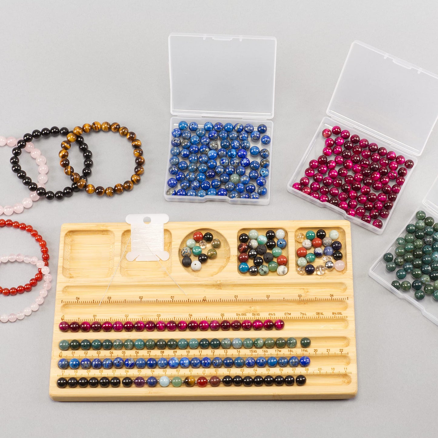 Cherry Tree Collection | 100PCS 6mm Lace Agate (Blue) Gemstone Round Beads for Jewelry Making | Includes Storage Box, Elastic String, and Needles