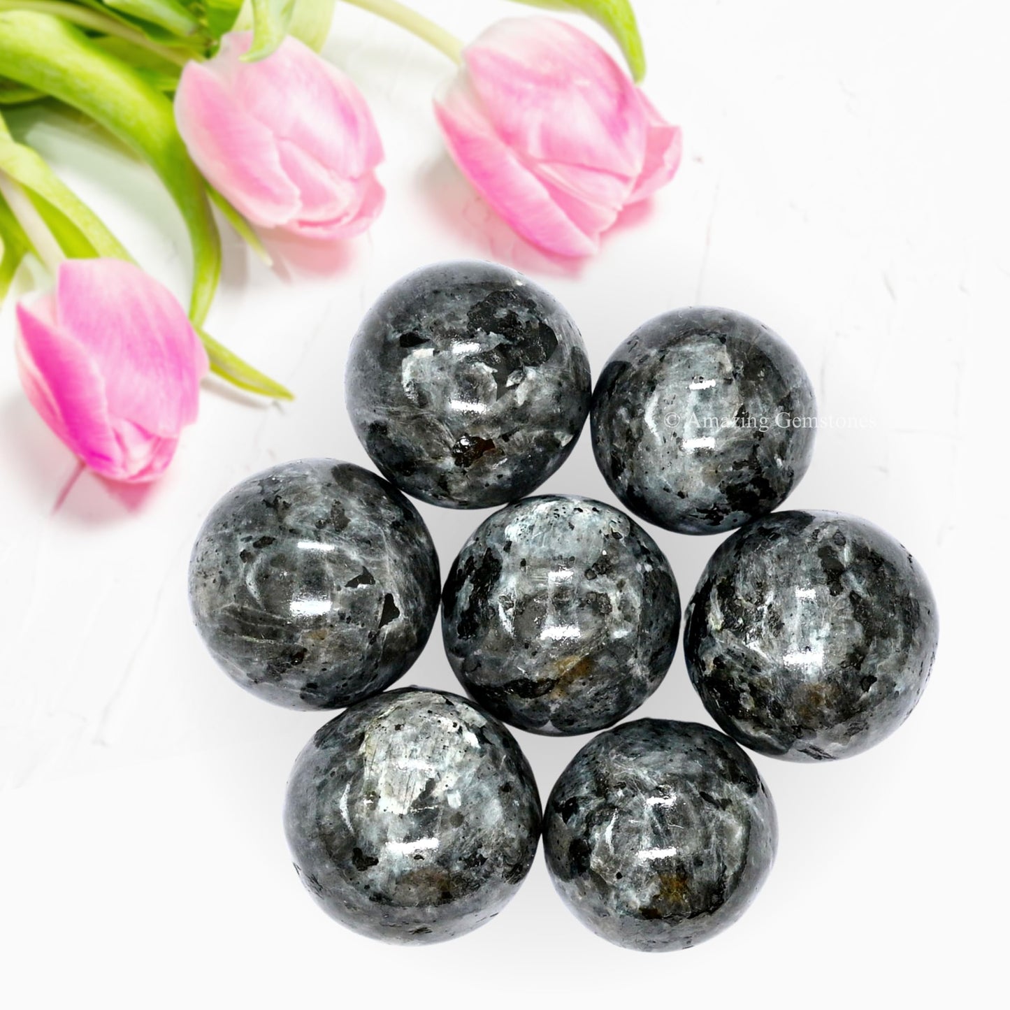 Amazing Gemstone Larvikite Crystal Ball - 1" Inches Crystal Sphere Meditation Balls for Witchcraft and Decorative Balls - Crystals and Healing Stones Beginners Gift (Pack of 1)
