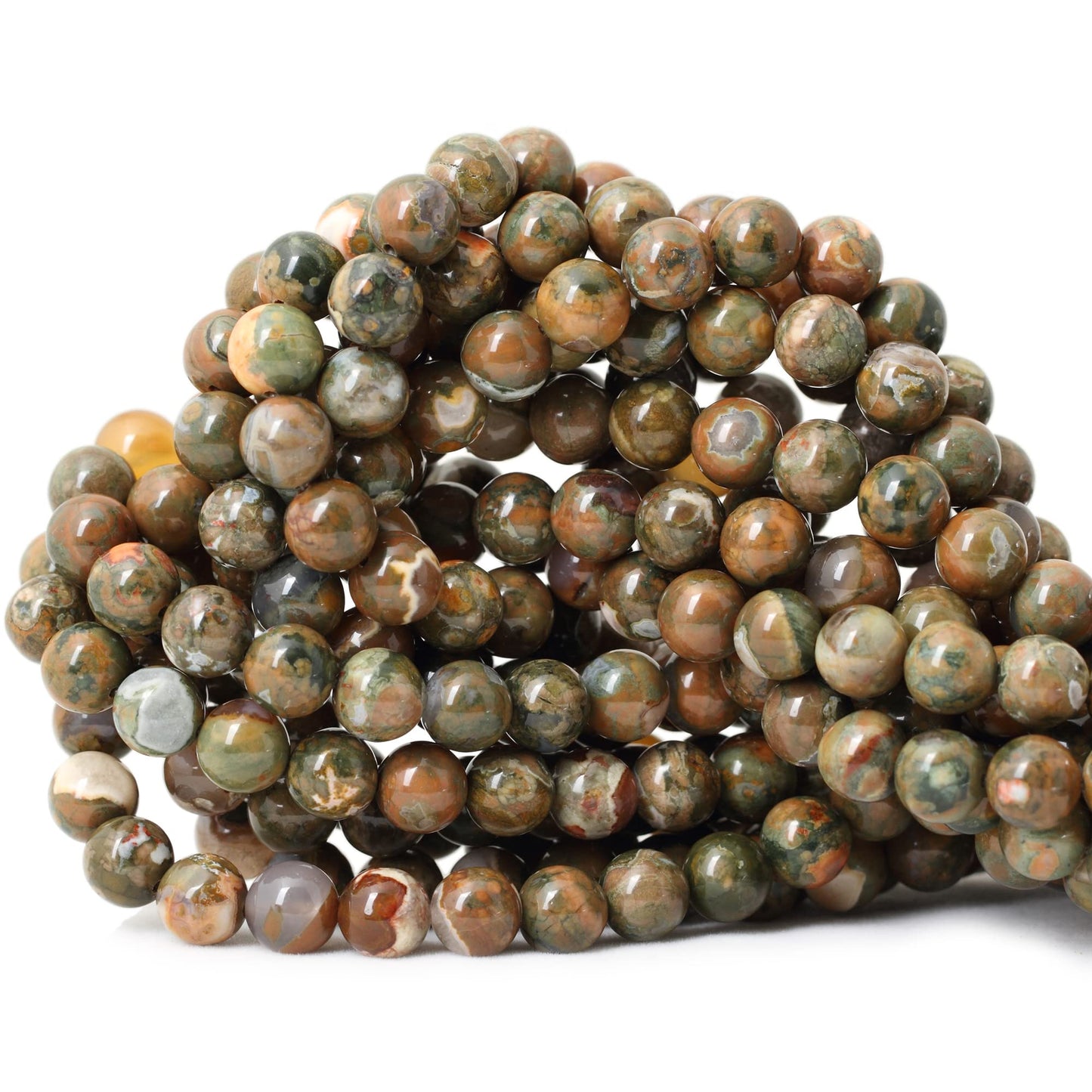 CHEAVIAN 45PCS 8mm Natural Coffee Rhyolite Stone Gemstone Round Loose Beads for Jewelry Making 1 Strand 15"