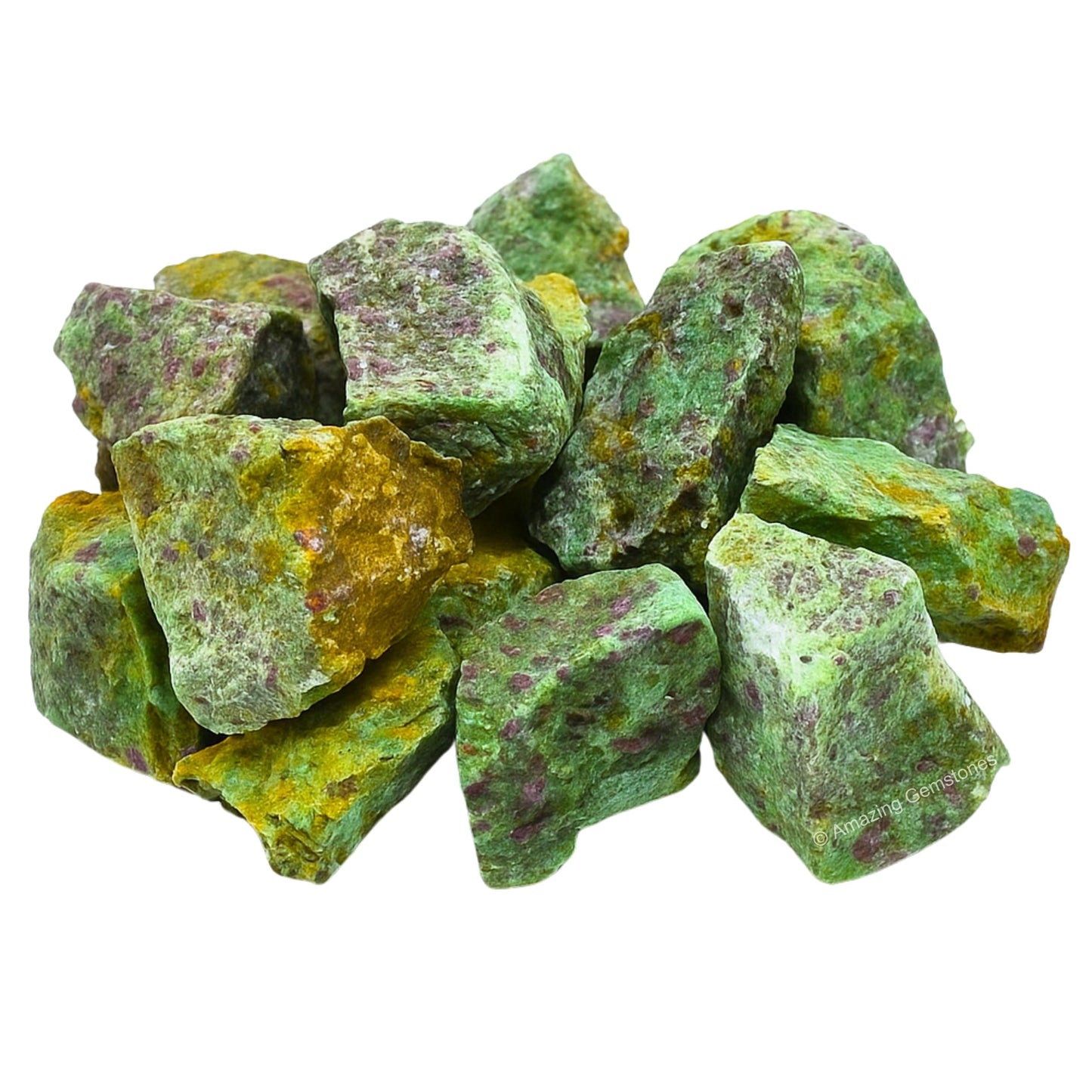 Amazing Gemstone 2 Pieces Ruby Fuchsite Raw Crystals and Healing Stones, Natural Rocks for Tumbling and DIY Raw Stones and Crystals