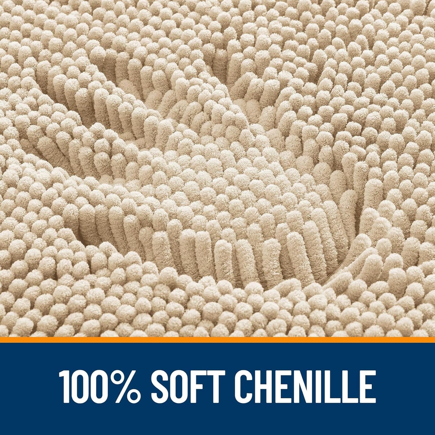 OLANLY Bathroom Rugs - Extra Soft Chenille Bath Mats | 47x20, Quick Dry & Machine Washable, Beige