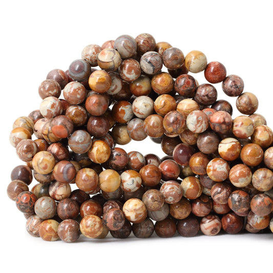 CHEAVIAN 45PCS 8mm Natural Birdeye Rhyolite Stone Gemstone Round Loose Beads for Jewelry Making 1 Strand 15"