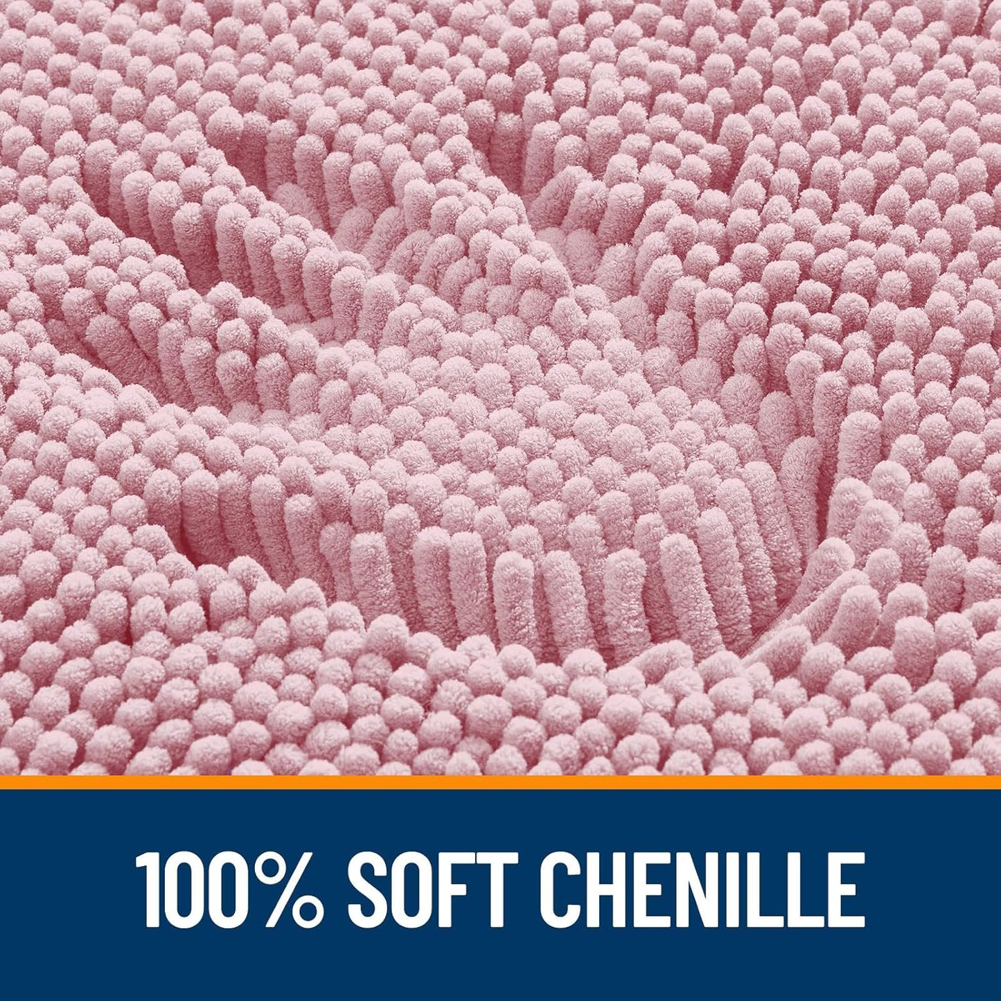 OLANLY U-Shaped Toilet Rugs - Extra Soft Chenille Bathroom Mat, Quick-Dry & Non-Slip | 24x20, Dusty Rose
