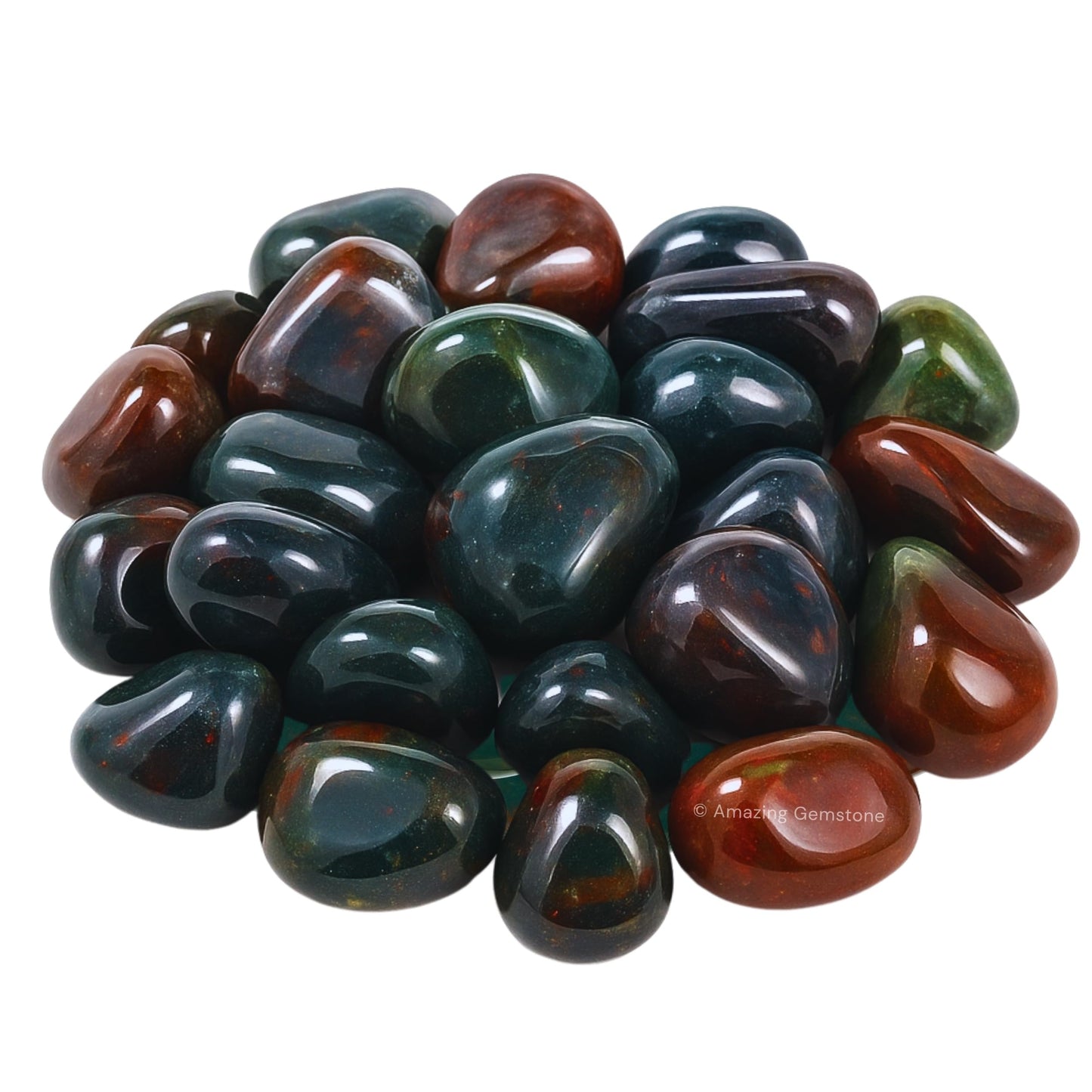 Amazing Gemstone Bloodstone Crystals & Healing Stones Tumbled - 1 oz Bloodstone Stone Gem Stones, Natural Healing Energy Balance, Stress Relief - Premium Polished Gems Rocks for Meditation & Wellness