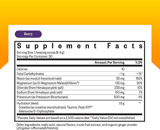 Seeking Health Optimal Electrolyte Powder, Berry Flavor, Healthy Energy and Endurance Support, Promotes Hydration and Healthy Muscles, Vegan and Vegetarian (30 Servings)*