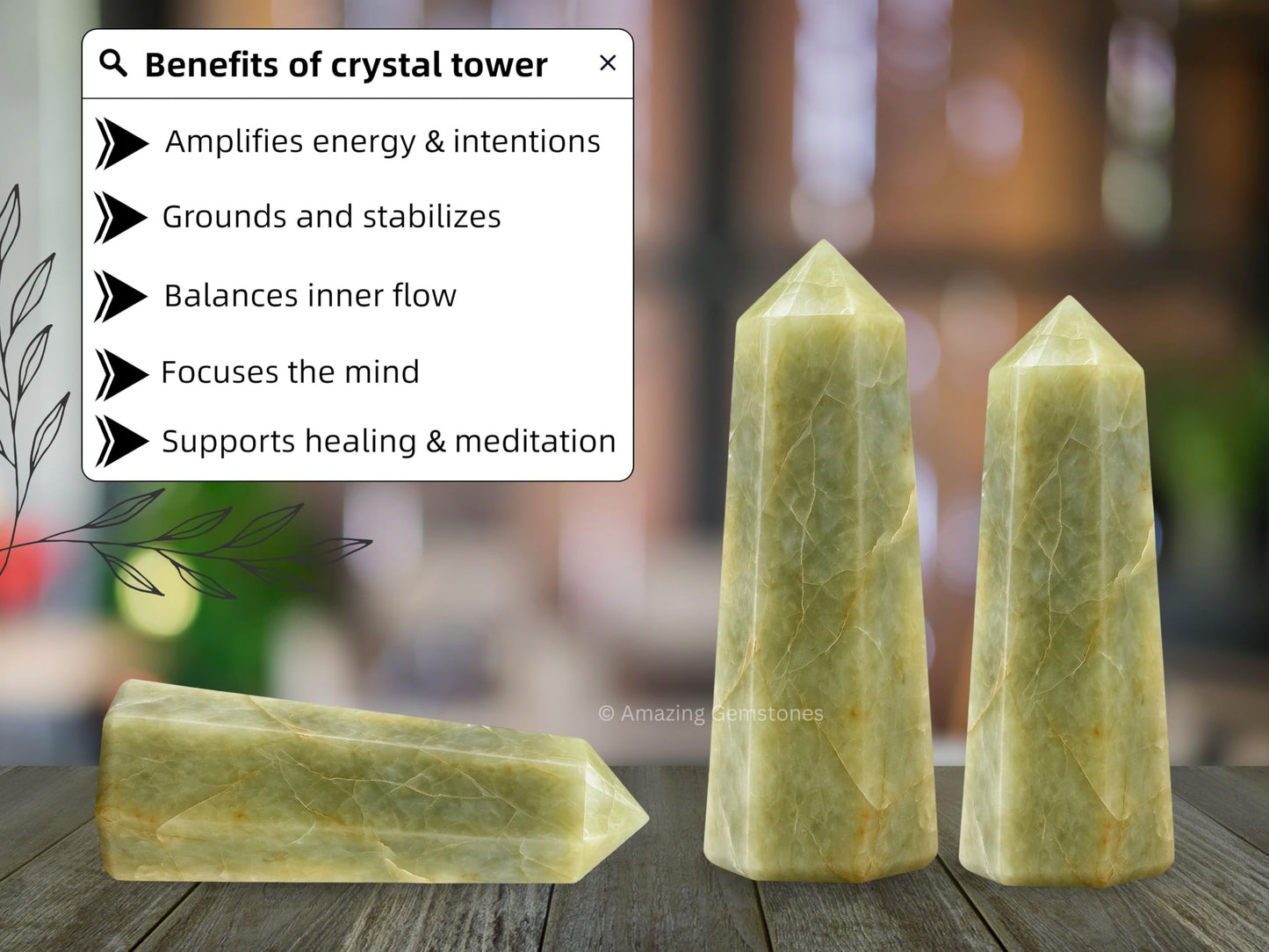 Amazing Gemstone Yellow Aquamarine Crystal Towers - Natural Healing Crystal Point Obelisk for Reiki Healing and Crystal Grid (2" to 3" Inch)