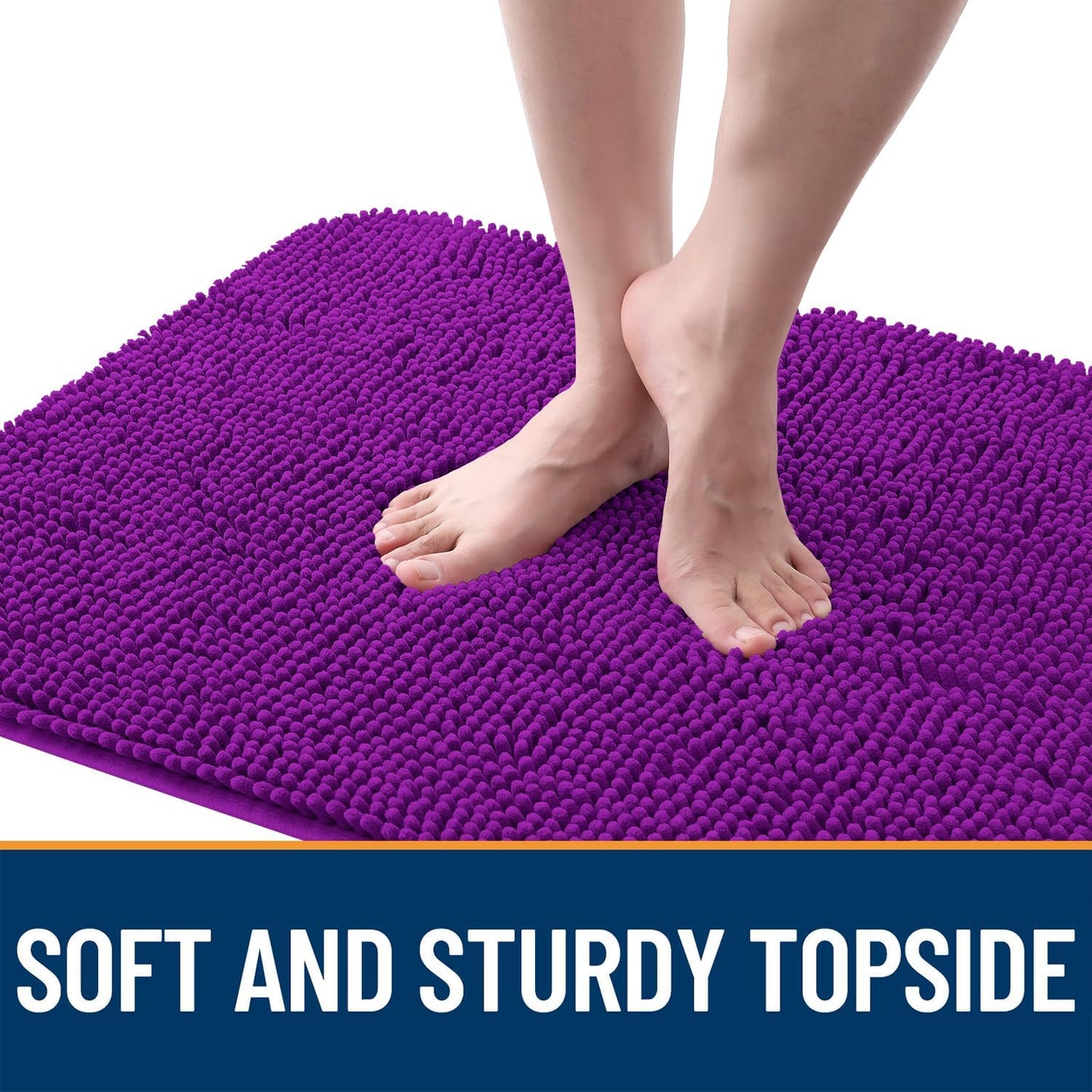 OLANLY Dog Door Mat - Absorbent Non-Slip Chenille Mat for Muddy Paws | 24x16 Inches, Purple