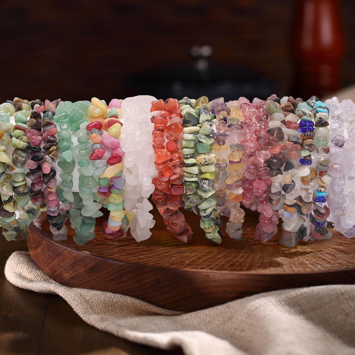 Youngbling Natural Chip Stone Beads 450 Pcs 5-8mm Healing Crystal Irregular Gemstone Drilled Lose Rocks Indian Agate Beads Bulk for Bracelet Jewelry Making