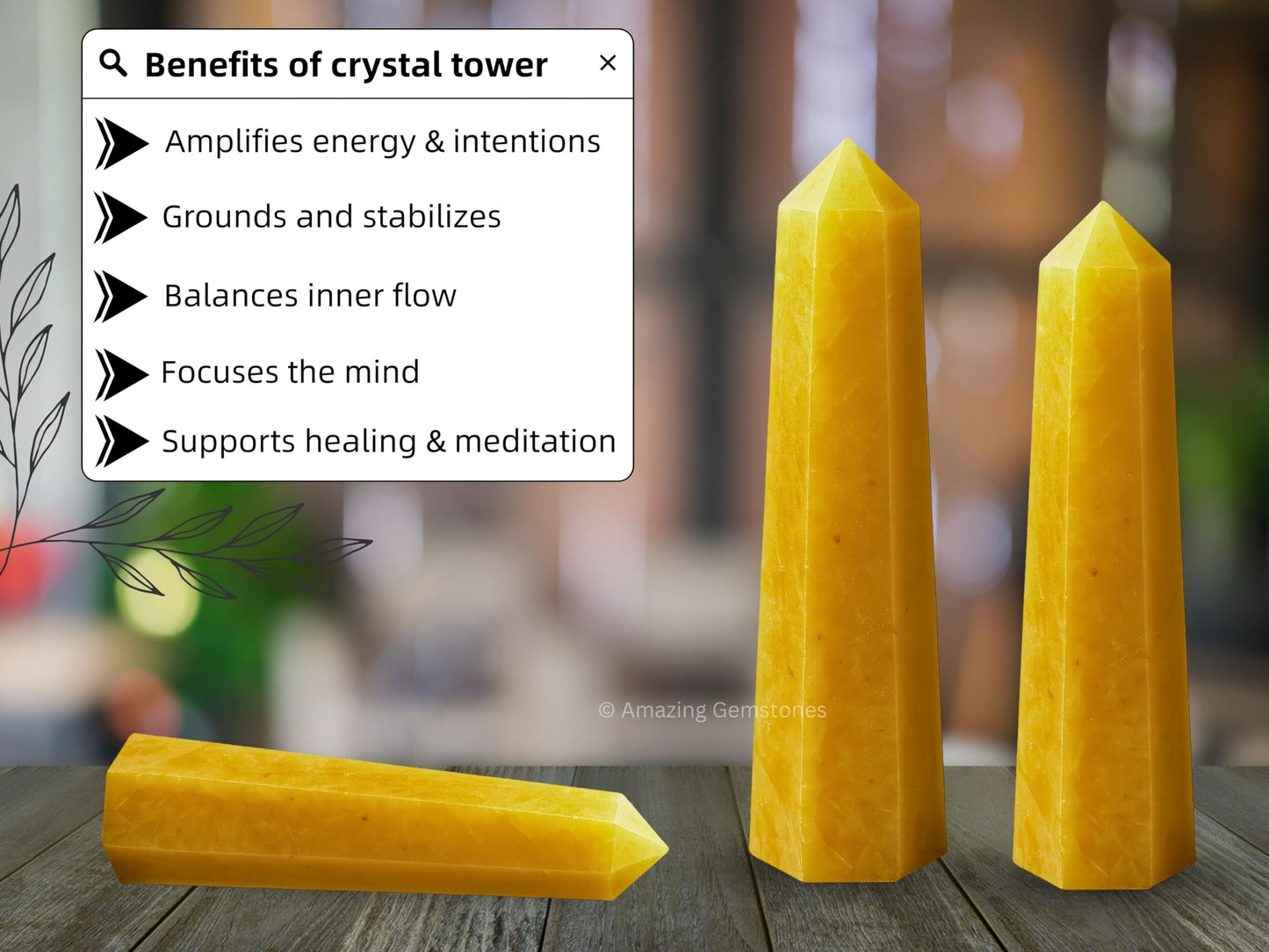 Amazing Gemstone Yellow Aventurine Crystal Towers - Natural Healing Crystal Point Obelisk for Reiki Healing and Crystal Grid (3" to 4" INCH)