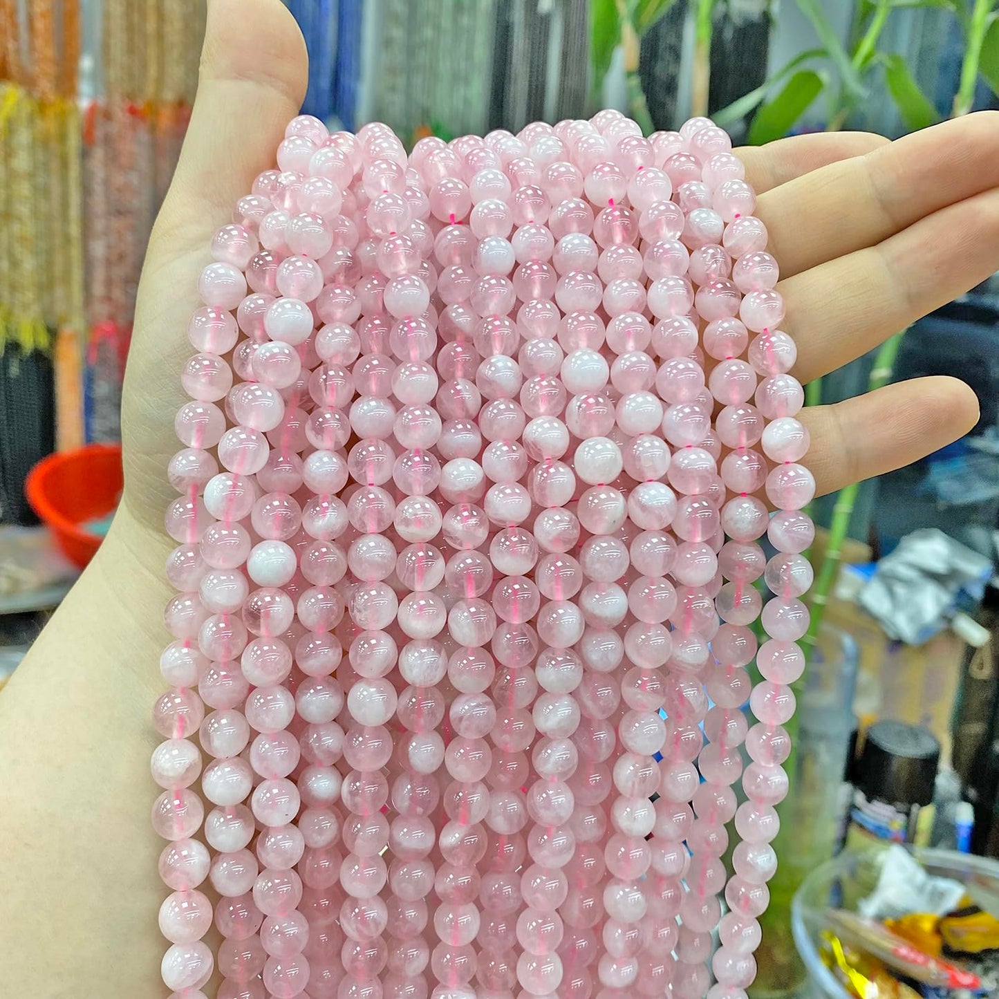 6MM 60PCS Natural Crystal Stone Madagascar Rose Quartz Gemstone Beads for Jewelry Making DIY Bracelet