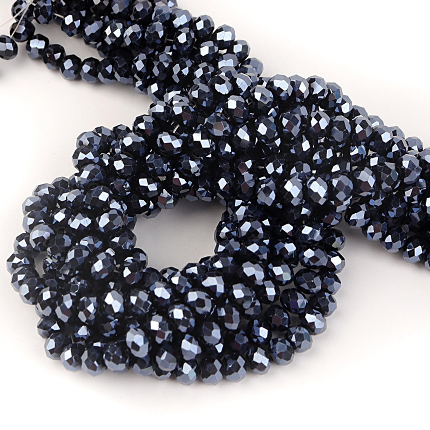 Laopottbeads 220Pcs 10mm Crystal Glass Beads for Jewelry Making Beads for Bracelets Necklace Pendants Making Supplies(Navy Blue)