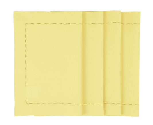 Solino Home Yellow Placemats Set of 4 - Cotton Linen Hemstitch Placemats 14 x 19 Inch for Spring, Summer, Mothers Day