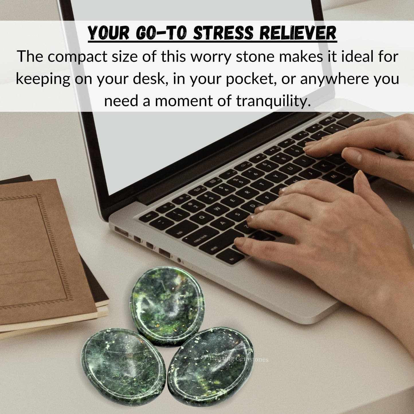 Amazing Gemstone Green Jade Worry Stone Crystals and Healing Stones - Worry Stones for Stress Relief Gifts - Piedra Crystal Fidget for Meditation - Unique Stocking Stuffers and Birthday Gifts