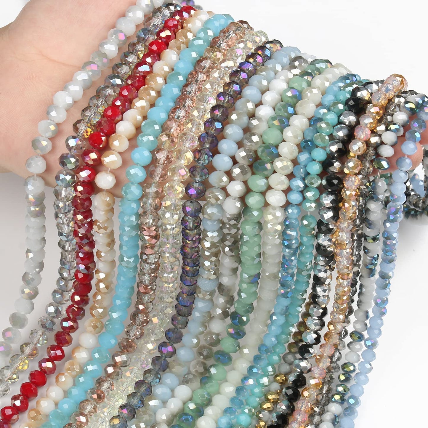 NITOPUPU 500pcs 6mm Crystal Glass Beads for Jewelry Making Faceted Rondelle Flat Beads for Bracelets Necklace Earrings DIY Crafts (AB Silver Half-Plated Crystal Bead)