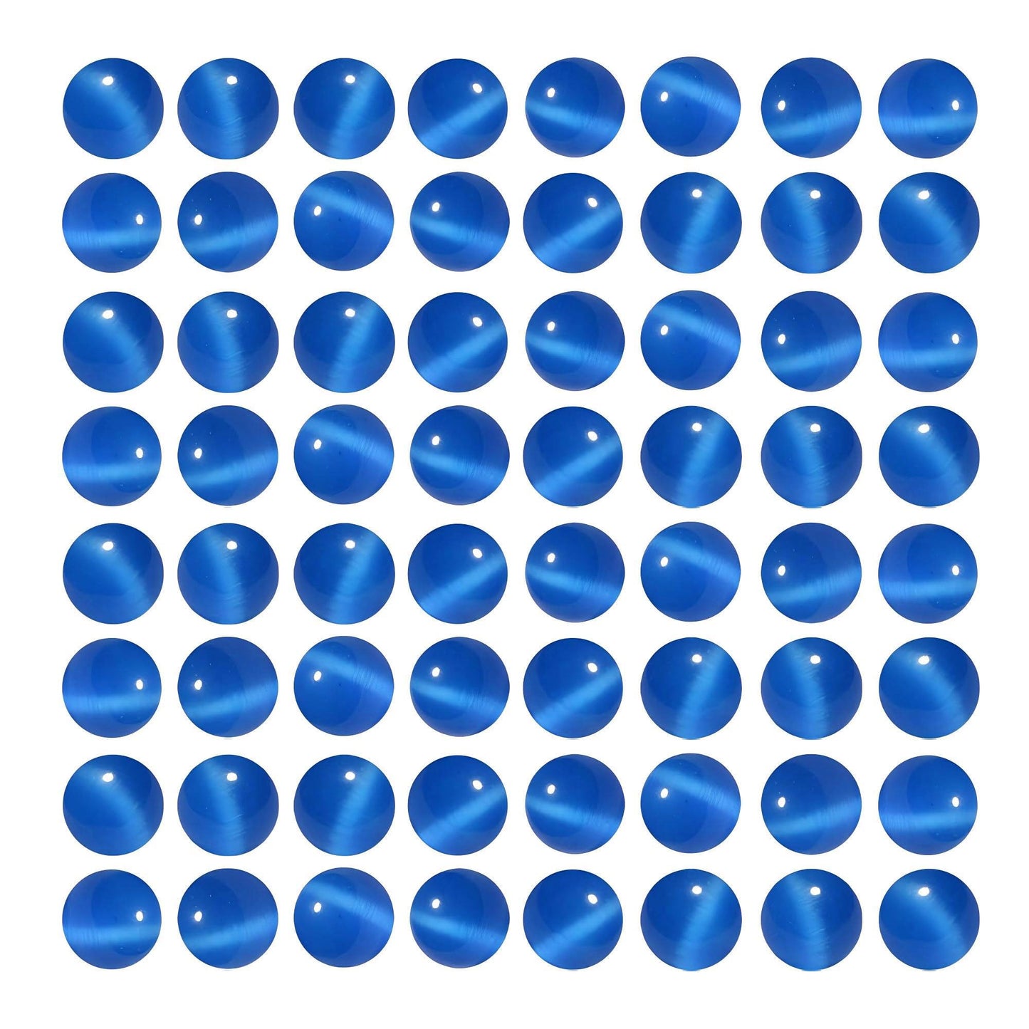 MJDCB 60pcs Royal Blue Cat Eye Stone Beads 6mm Round Crystal Loose Bead for Jewelry Making DIY Bracelets Necklace Accessories
