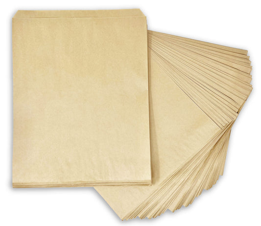 Flexicore Packaging Flat Brown Kraft Paper Bags Size: 5 Inch Wide X 7.5 Inch High | Count: 200 Bags | Color: Brown
