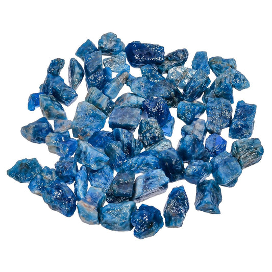 GEMKORA (250 carats) Raw Neon Blue Apatite Rough Gemstone, Natural Crystals, Healing Stones, Wholesale Lot, Jewelry Making Supply, 8 to 12mm