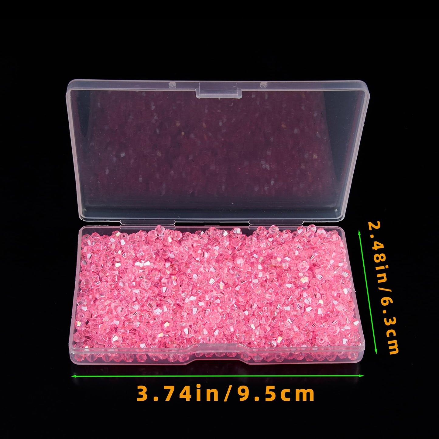 Laopottbeads 1200PCS 3mm Bicone Crystal Glass Beads for Jewelry Making, Sparkling Mini Beads for Suncatchers, DIY Bracelets & Craft Projects (Light Rose Red)