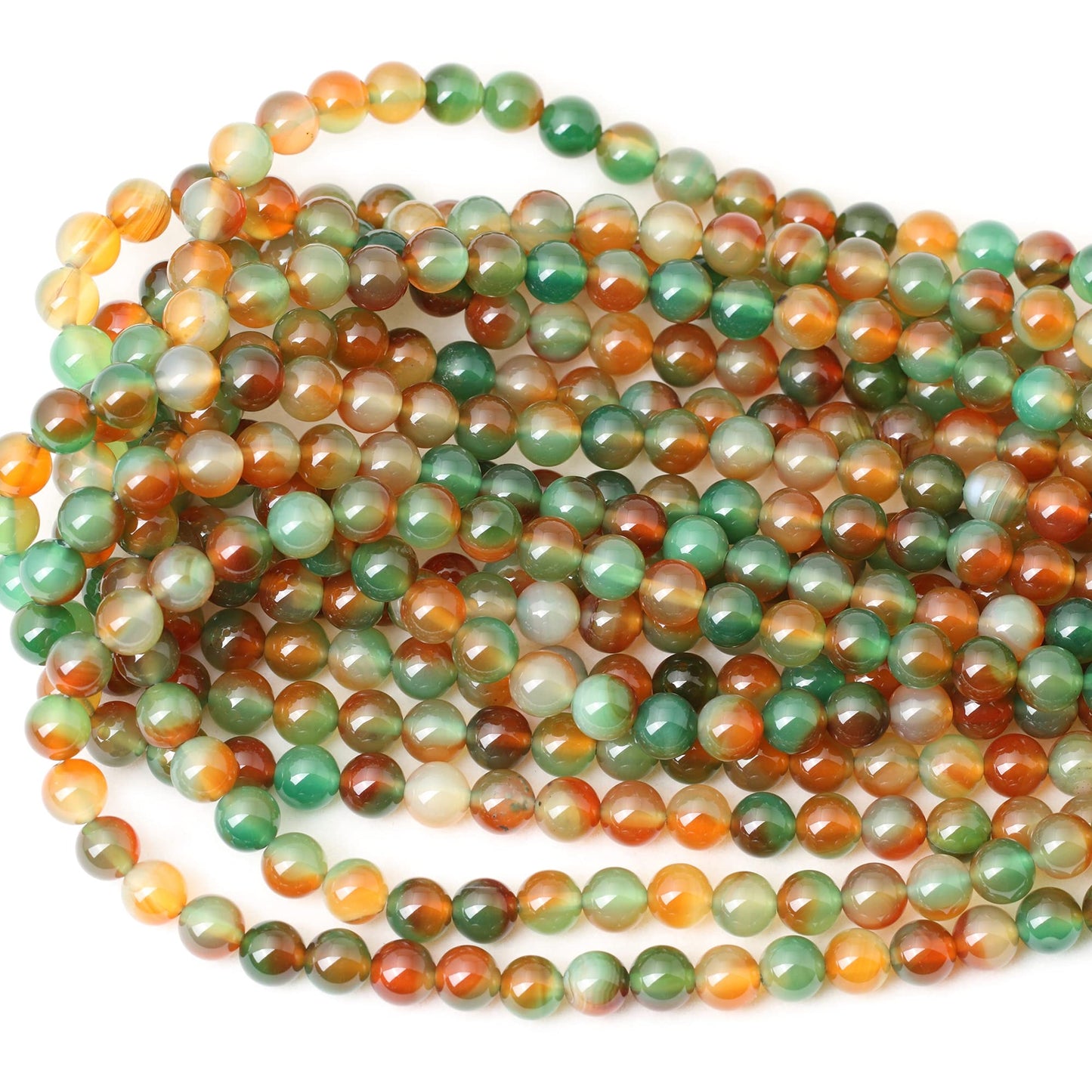 CHEAVIAN 45PCS 8mm Peacock Agate Round Loose Beads for Jewelry Making DIY Materials 1 Strand 15"