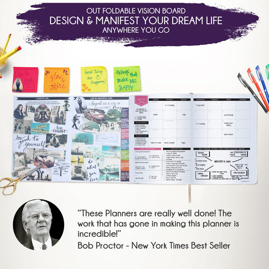 Deluxe 2026 Planner Weekly and Monthly | Law of Attraction Planner with Productivity App | 12-Month for Productivity, Gratitude & Goal Setting | Includes Foldable Vision Board, Gift Box & Stickers