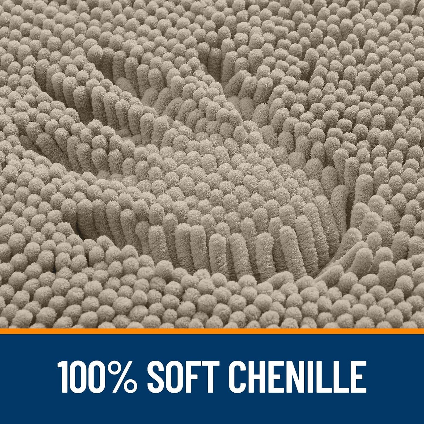 OLANLY Bathroom Runner Rugs - Soft Absorbent Chenille Bath Mats | Quick-Dry Rubber Backing, 47x20, Warm Taupe