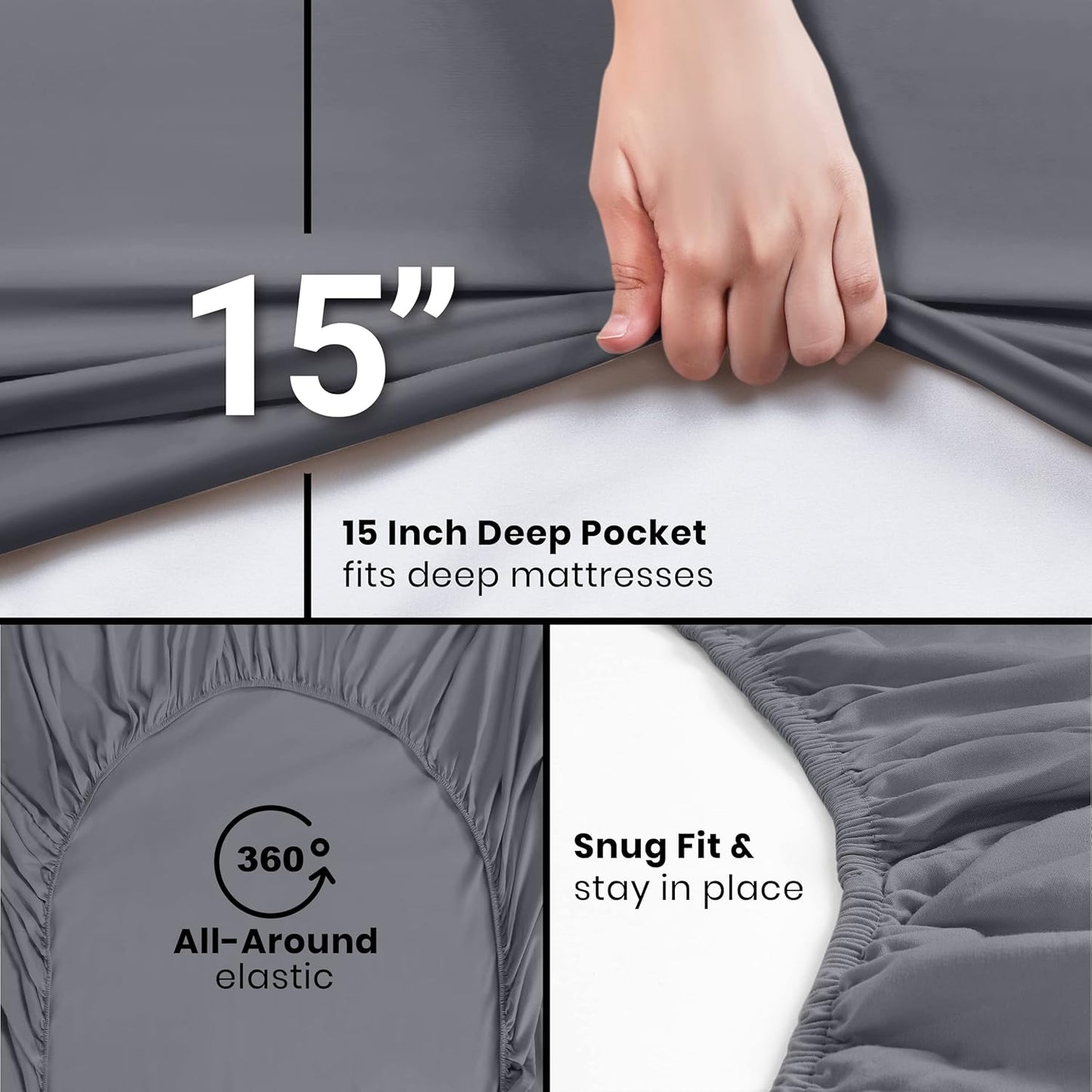 Utopia Bedding Full Fitted Sheet - Soft Microfiber - Deep Pocket - Fade Resistant - Grey