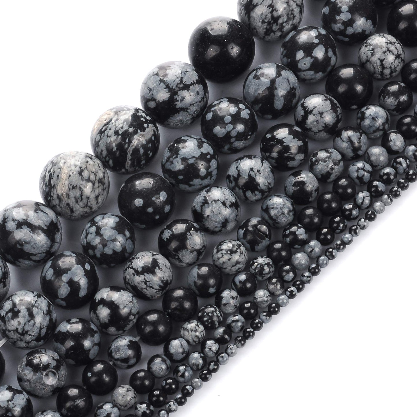 Natural Stone Beads 12mm Snowflake Gemstone Round Loose Beads Crystal Energy Stone Healing Power for Jewelry Making DIY,1 Strand 15"
