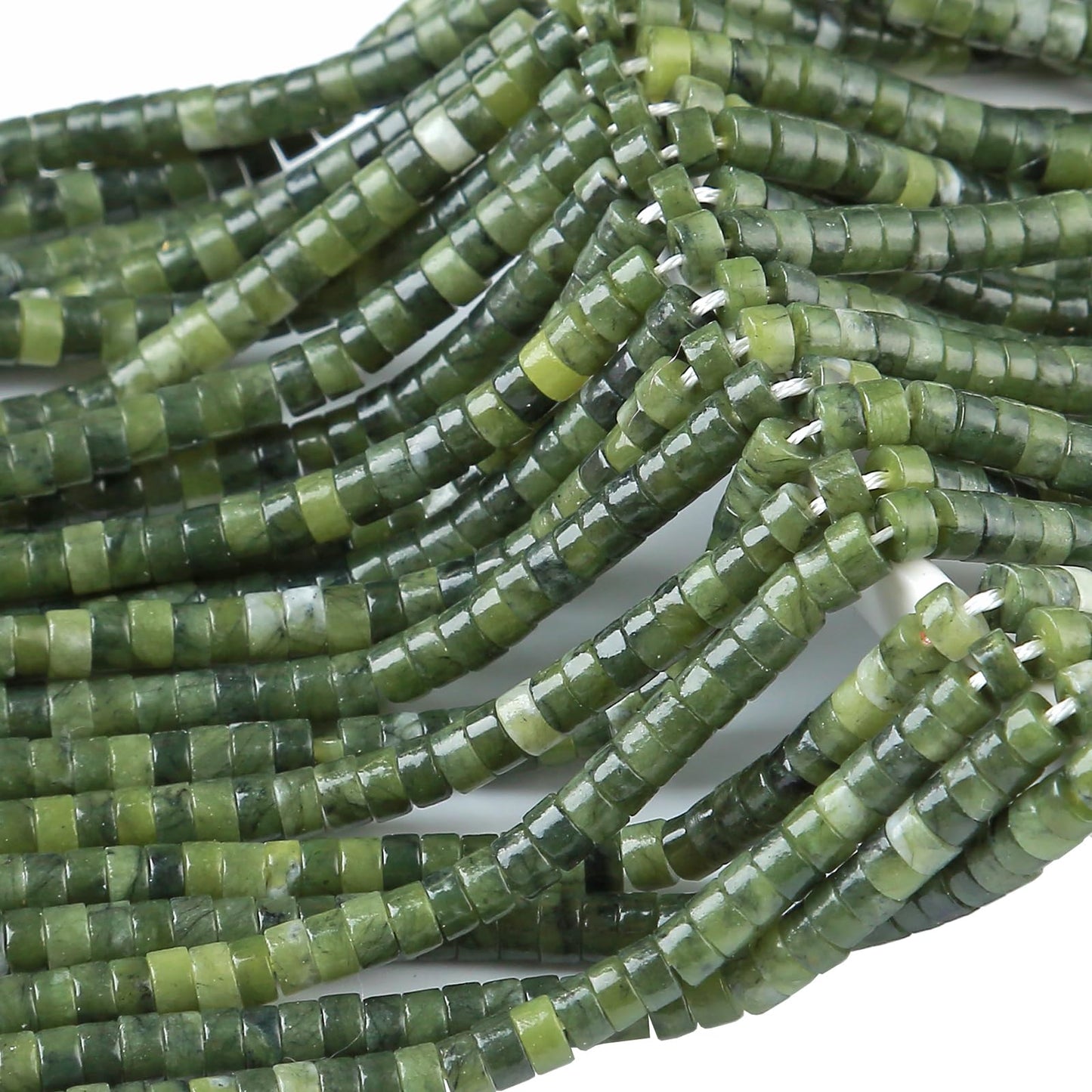 2x4MM 150PCS Chinese Green Jade Tube Cylinder Rondelle Abacus Disk Spacer Loose Beads for Jewelry Making