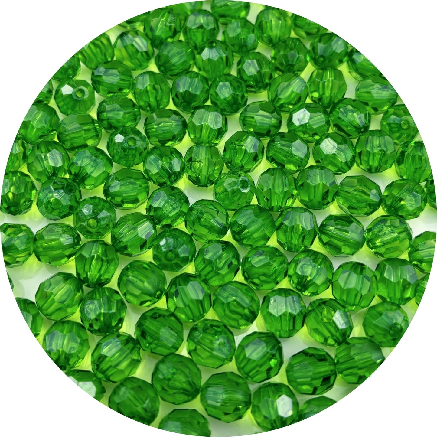 YUEXIGO 100pcs 12mm Acrylic Round Faceted Beads for Crafts Faceted Spacer Beads for Sewing Crafts Decoration Necklaces Bracelets Earrings Jewelry Making(Hot Green)