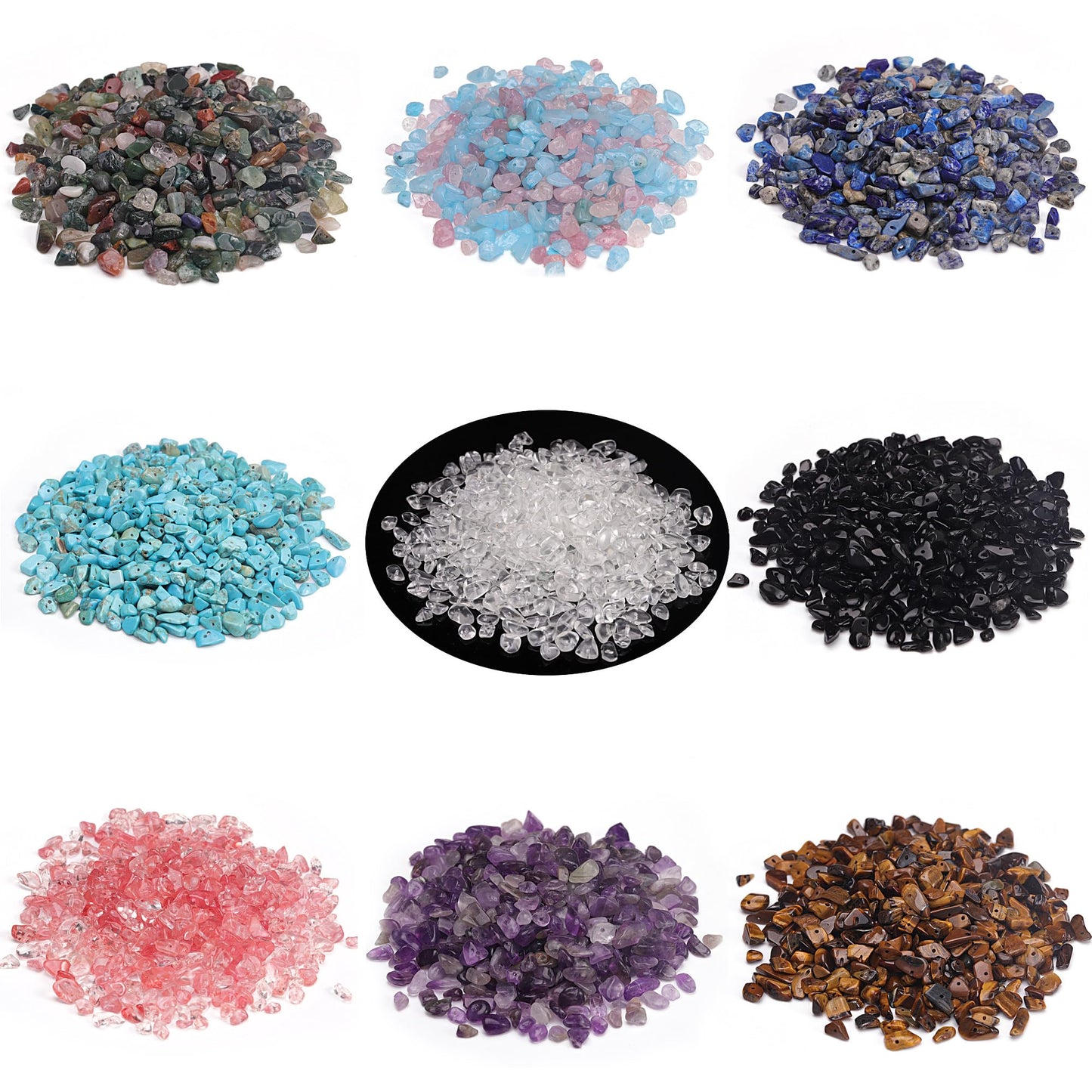 Youngbling Natural Chip Stone Beads 450 Pcs 5-8mm Healing Crystal Irregular Gemstone Drilled Lose Rocks Black Onyx Beads Bulk for Bracelet Jewelry Making