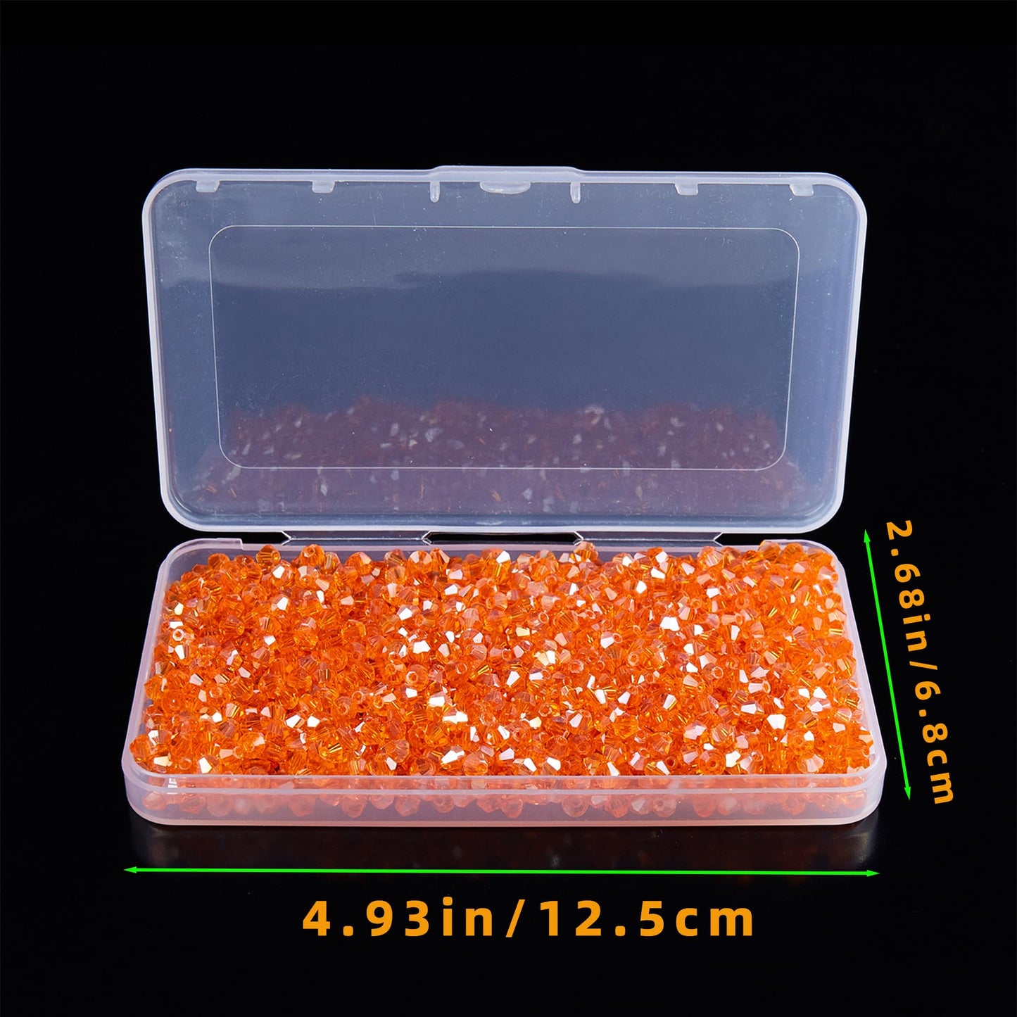 Laopottbeads 1100PCS 4mm Bicone Crystal Glass Beads for Jewelry Making, Sparkling Mini Beads for Suncatchers, DIY Bracelets & Craft Projects (Orange)